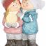 Chlapček a dievčatko so snehovou guľou 1LED keramika 27.5x23x40cm