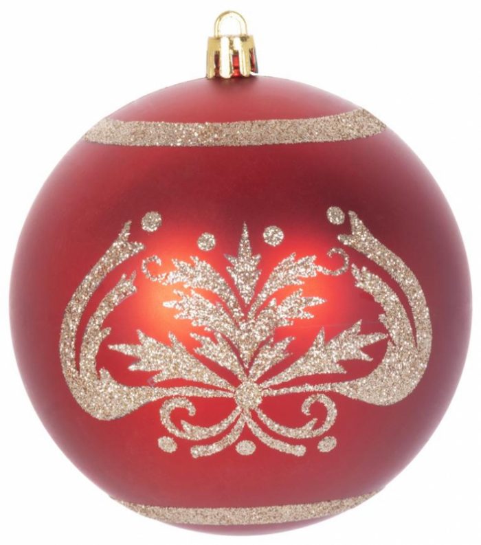 Gule MagicHome Vianoce 4ks červené s ornamentami na vianočný stromček 10cm