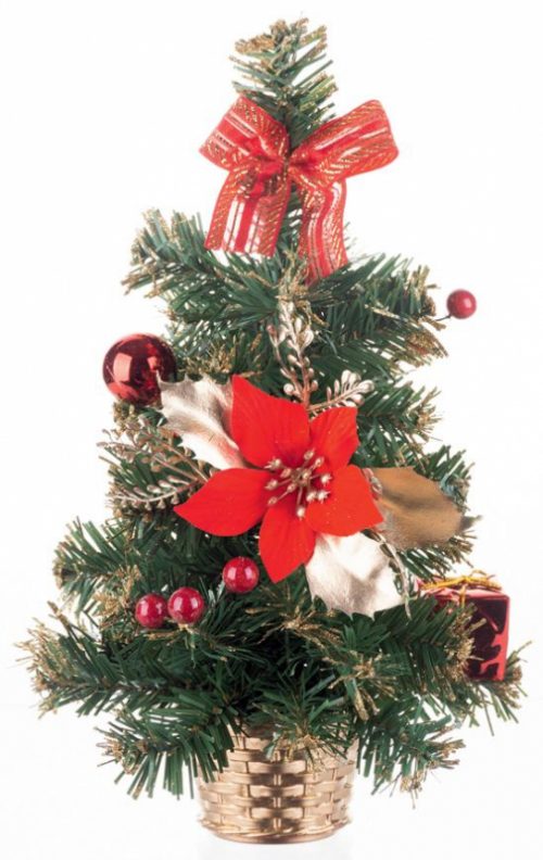 Stromček MagicHome Vianoce ozdobený červený 40cm