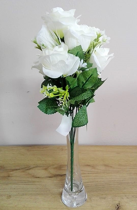Kytica ruža biela x7 38cm