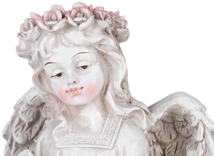 Dekorácia MagicHome Anjel s knihou a sviečkou LED polyresin na hrob