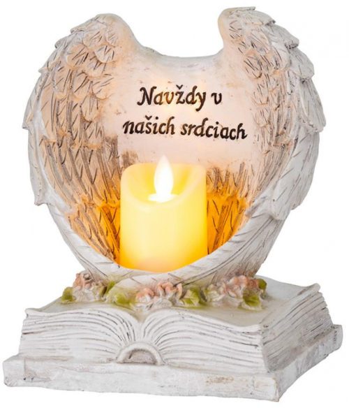Dekorácia MagicHome Anjelské krídla na knihe so sviečkou