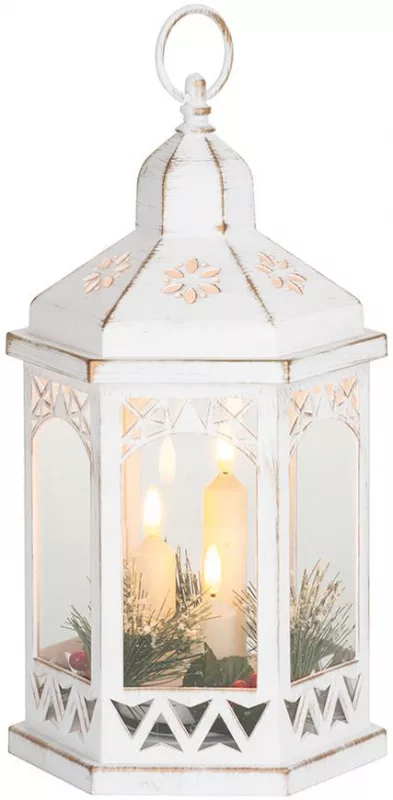 Lampáš MagicHome Vianoce Morocco LED sviečky biely 3xAAA plast časovač 18x15x32cm