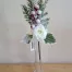 Vianočná zasnežená biela ruža s vetvičkou 25cm