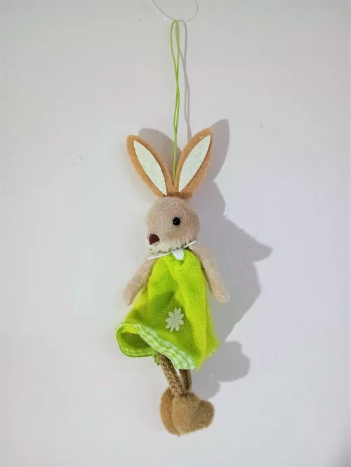 Veľkonočný zajačik visiaci 15cm zelený