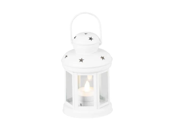 Lampáš MagicHome Vianoce biely s LED sviečkou 10x15/20cm