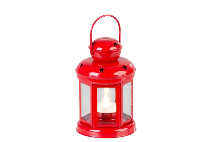 Lampáš MagicHome Vianoce červený s LED sviečkou 10x15/20cm