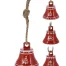 Červený zvonec 17cm s vianočnou potlačou